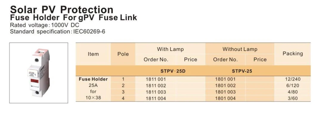 48V Solar Fuse 1000V PV Solar Fuse and Fuse Holder 10*38